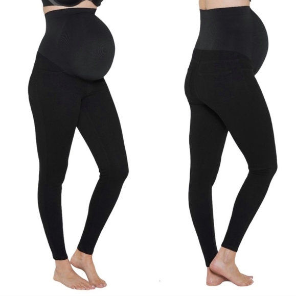 SPANX Pants - Spanx Mama Maternity Jean-ish Ankle Leggings Black Pockets Size Large